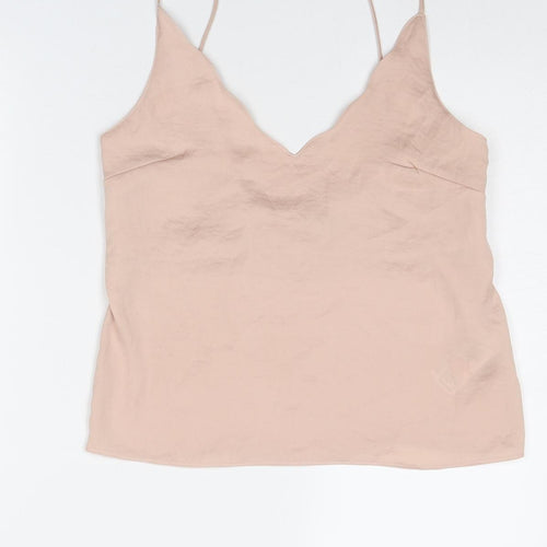Topshop Womens Pink Polyester Basic Tank Size 6 V-Neck