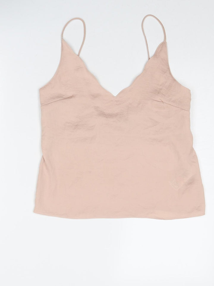 Topshop Womens Pink Polyester Basic Tank Size 6 V-Neck