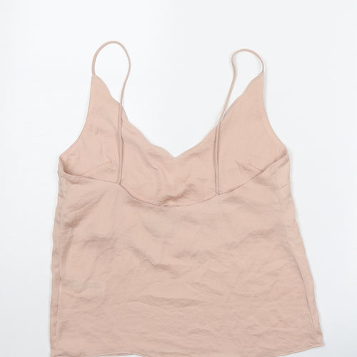 Topshop Womens Pink Polyester Basic Tank Size 6 V-Neck