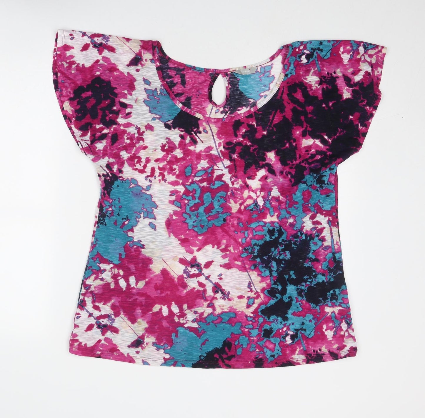 Per Una Womens Multicoloured Geometric Polyester Basic T-Shirt Size 14 Round Neck