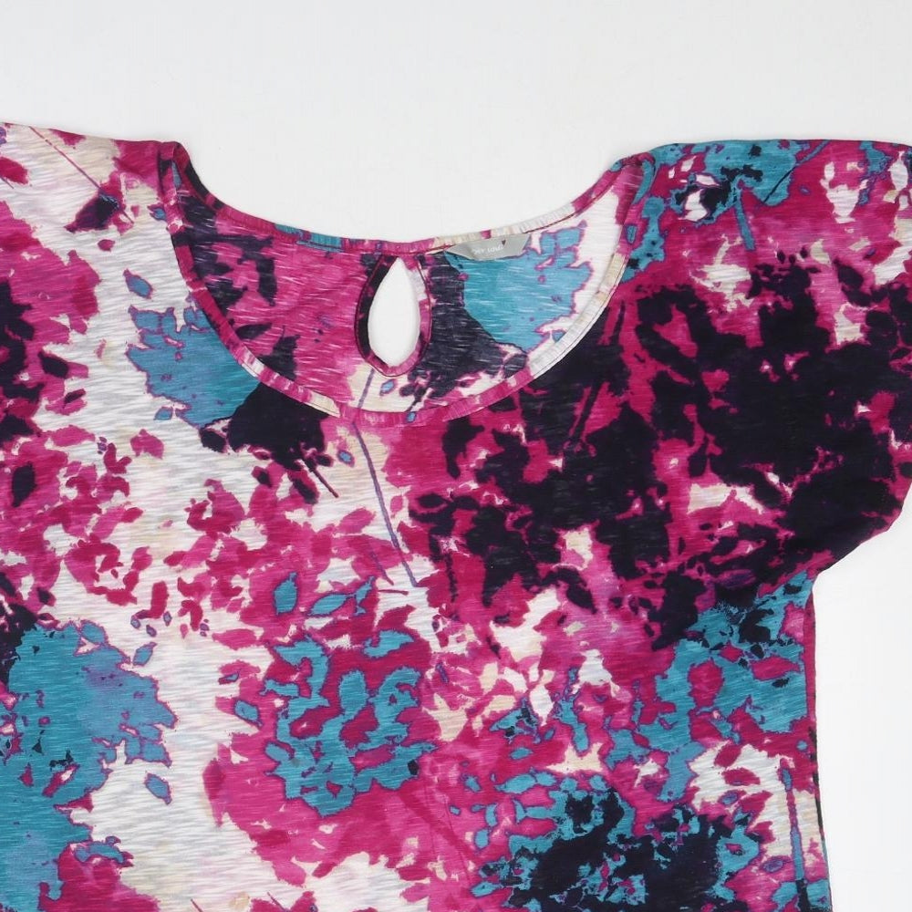 Per Una Womens Multicoloured Geometric Polyester Basic T-Shirt Size 14 Round Neck