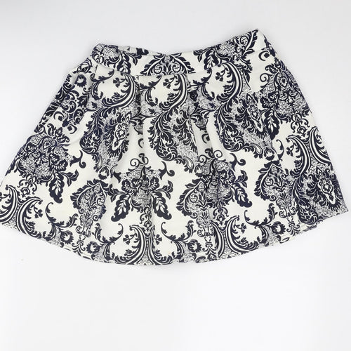 Boohoo Womens White Geometric Polyester Tulip Skirt Size 8