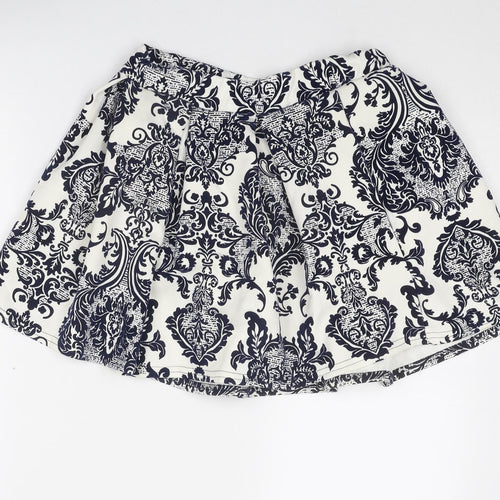 Boohoo Womens White Geometric Polyester Tulip Skirt Size 8