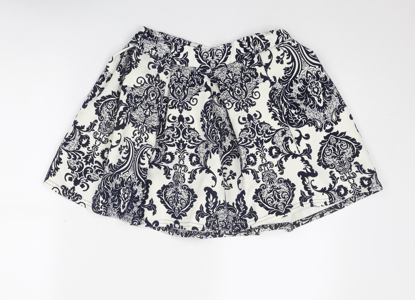 Boohoo Womens White Geometric Polyester Tulip Skirt Size 8