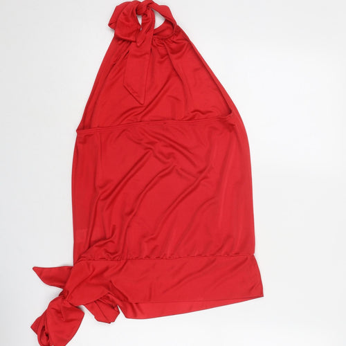 Topshop Womens Red Polyester Basic Tank Size 10 Halter