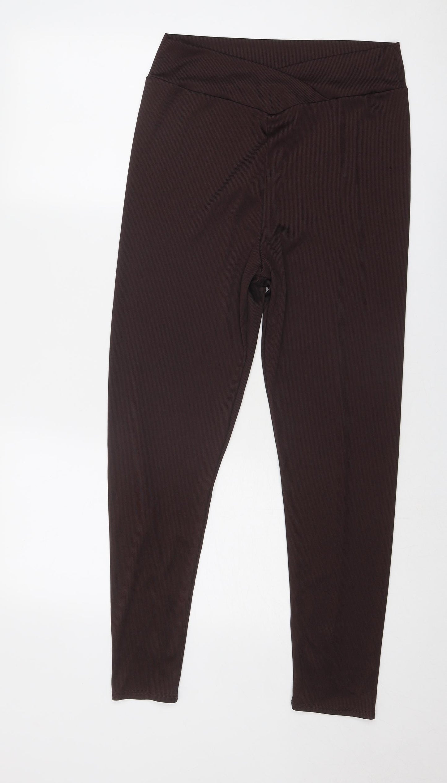 Boohoo Womens Brown Polyester Carrot Leggings Size 16 - Ribbed