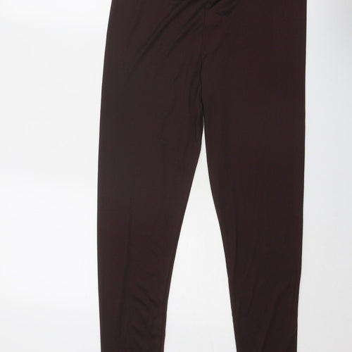 Boohoo Womens Brown Polyester Carrot Leggings Size 16 - Ribbed