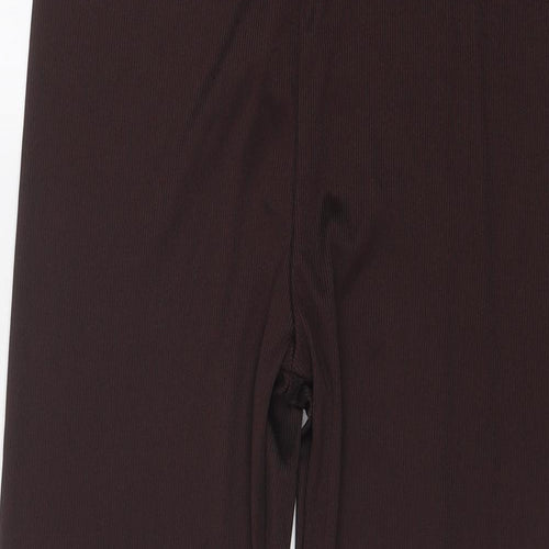 Boohoo Womens Brown Polyester Carrot Leggings Size 16 - Ribbed