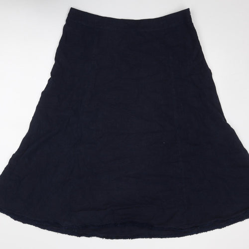 EAST Womens Blue Linen Swing Skirt Size 16 Zip