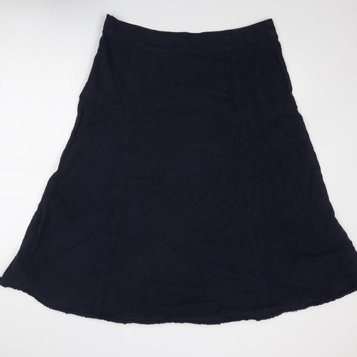 EAST Womens Blue Linen Swing Skirt Size 16 Zip