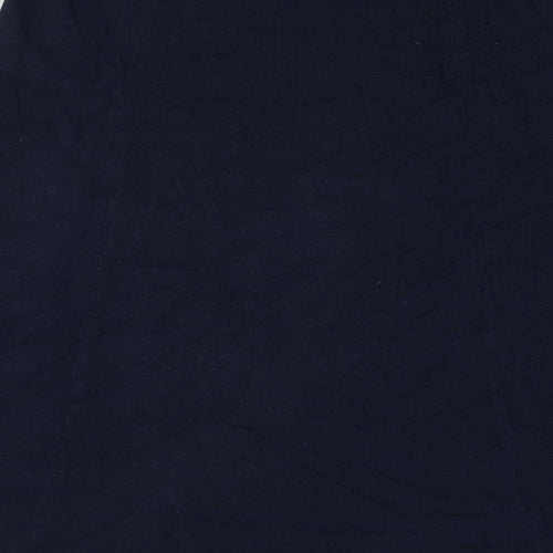 EAST Womens Blue Linen Swing Skirt Size 16 Zip