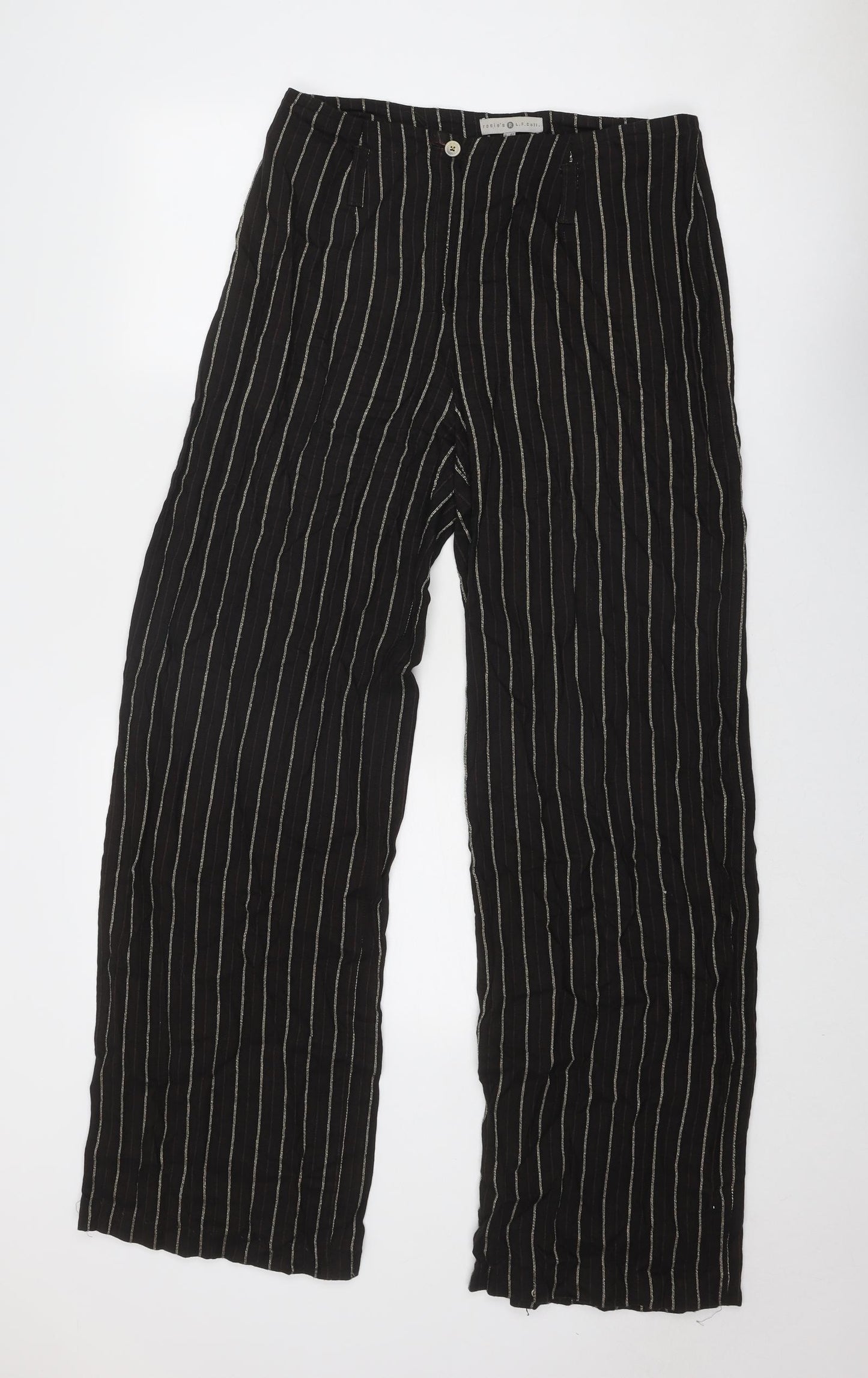 Rosie's Womens Brown Striped Polyester Dress Pants Trousers Size 14 Regular Zip