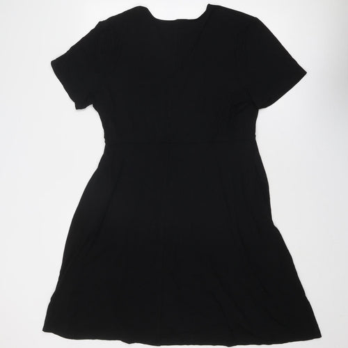 Amazon Essentials Womens Black Viscose Fit & Flare Size XL V-Neck Tie