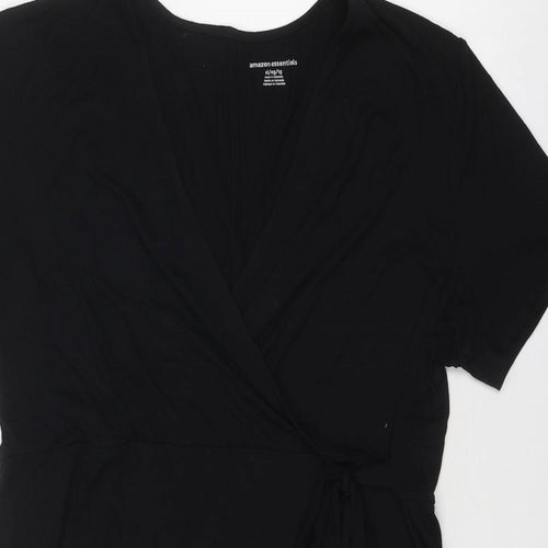 Amazon Essentials Womens Black Viscose Fit & Flare Size XL V-Neck Tie