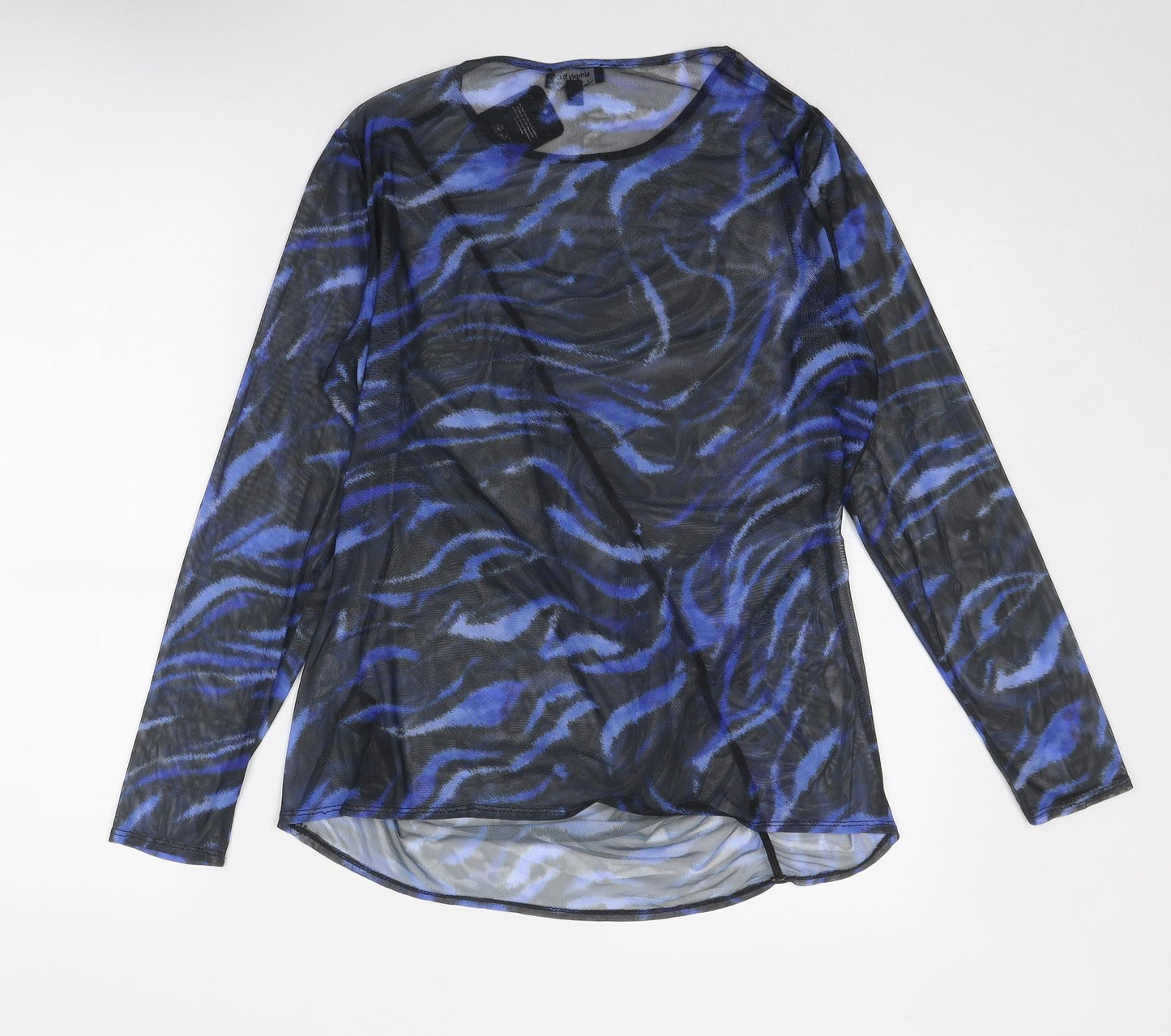 Simply Be Womens Blue Geometric Polyester Basic Blouse Size 16 Round Neck