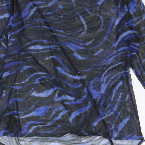 Simply Be Womens Blue Geometric Polyester Basic Blouse Size 16 Round Neck