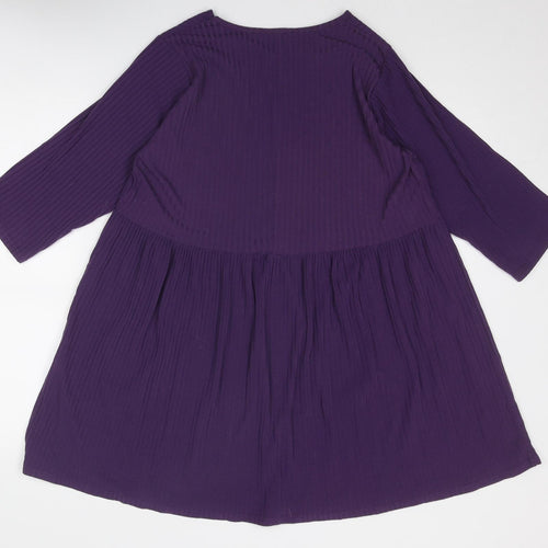 Yours Womens Purple Polyester A-Line Size 18 Round Neck Pullover
