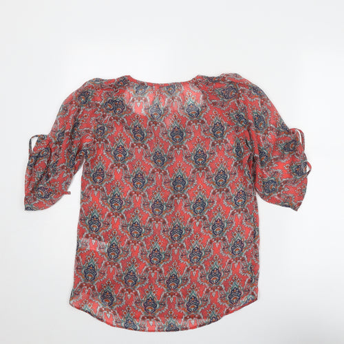 Red Herring Womens Multicoloured Geometric Polyester Basic Blouse Size 8 Round Neck