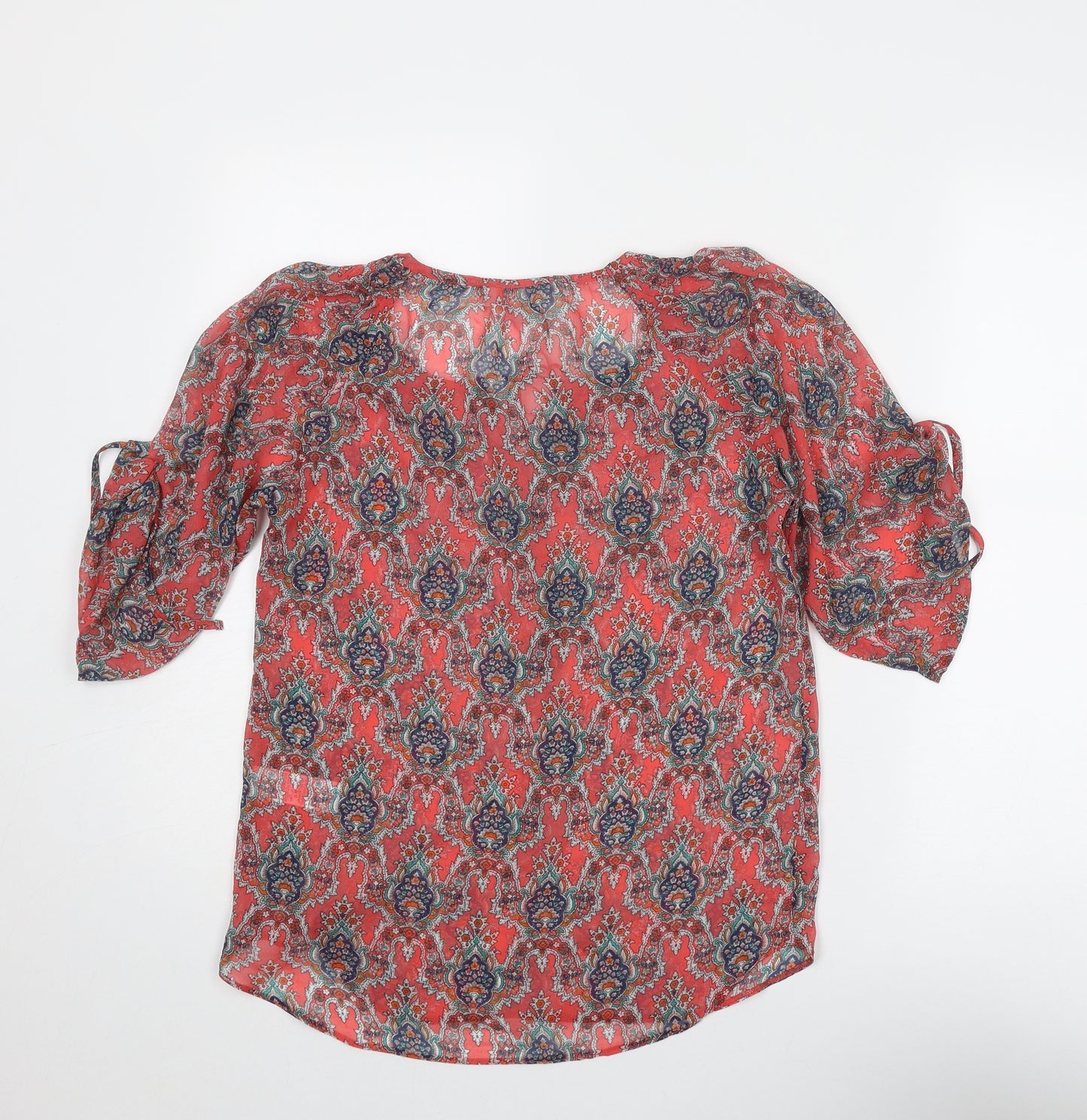 Red Herring Womens Multicoloured Geometric Polyester Basic Blouse Size 8 Round Neck