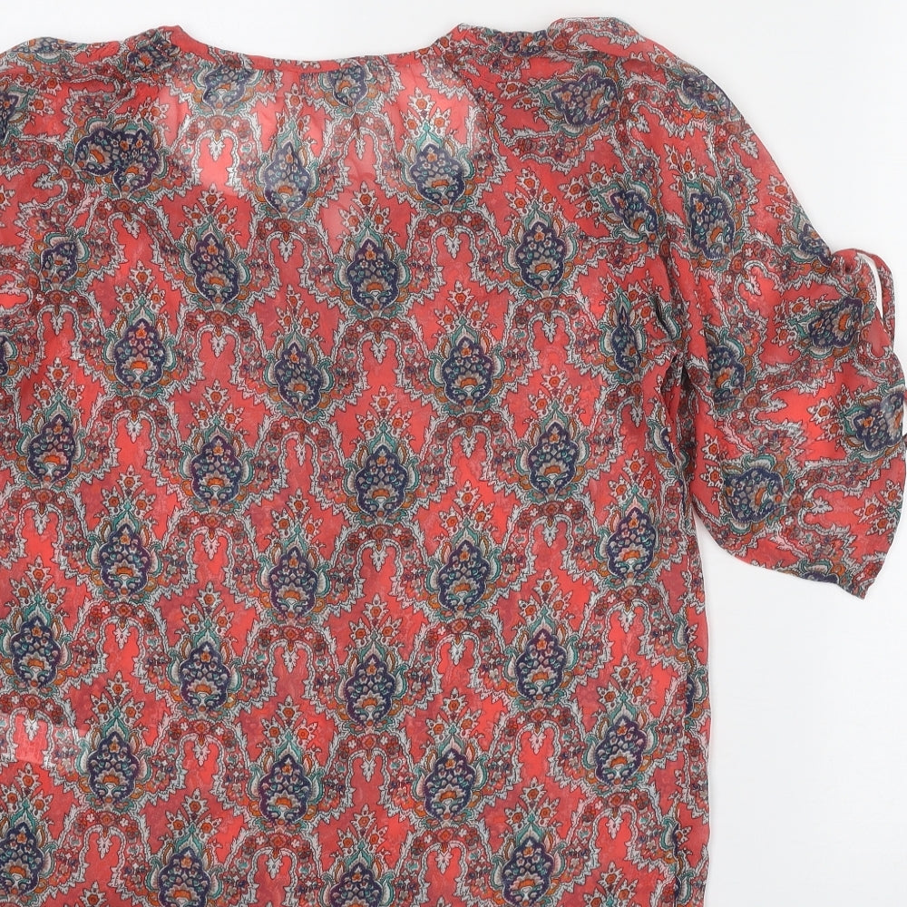 Red Herring Womens Multicoloured Geometric Polyester Basic Blouse Size 8 Round Neck