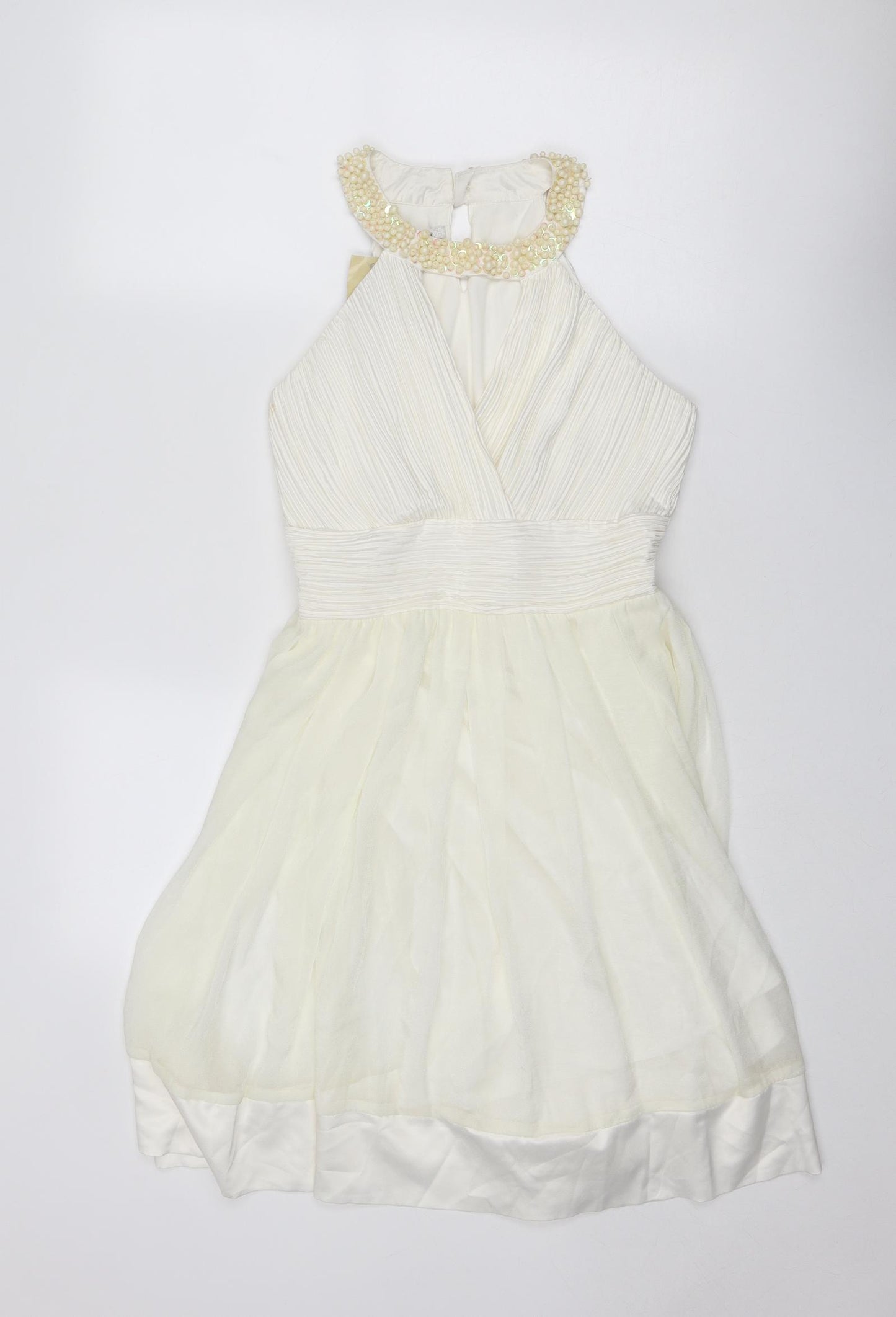Toi Et Moi Womens Ivory Polyester Fit & Flare Size M Round Neck Button