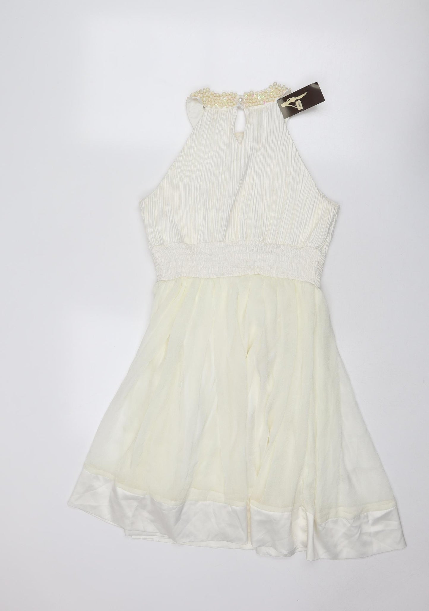 Toi Et Moi Womens Ivory Polyester Fit & Flare Size M Round Neck Button