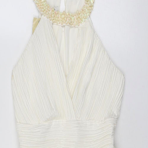Toi Et Moi Womens Ivory Polyester Fit & Flare Size M Round Neck Button