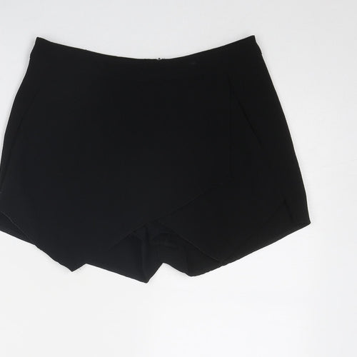 Brave Soul Womens Black Polyester Skort Size XS Zip