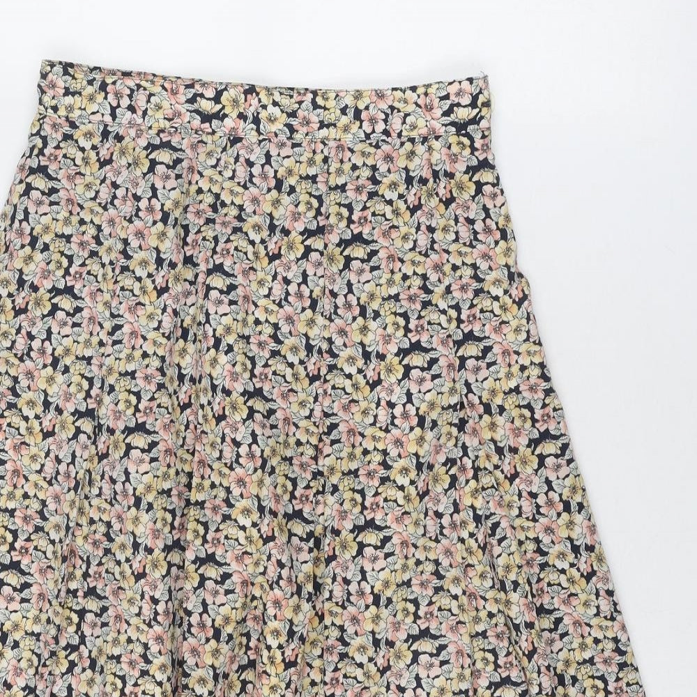 Viyella Womens Multicoloured Floral Polyester Pleated Skirt Size 12 Zip