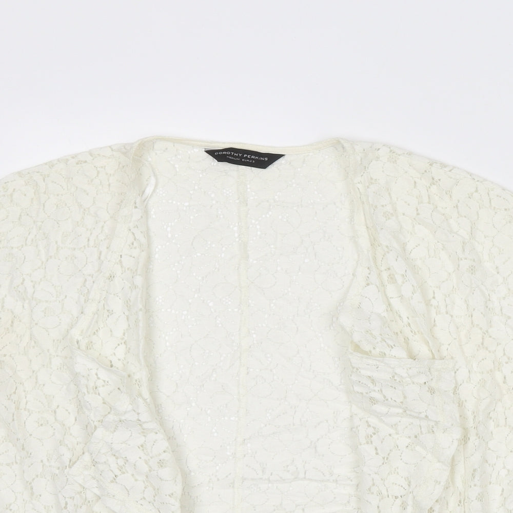 Dorothy Perkins Womens Ivory Cotton Kimono Blouse Size M V-Neck