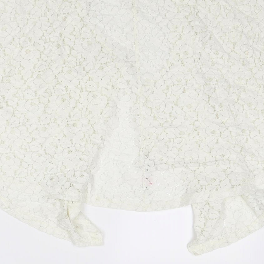 Dorothy Perkins Womens Ivory Cotton Kimono Blouse Size M V-Neck
