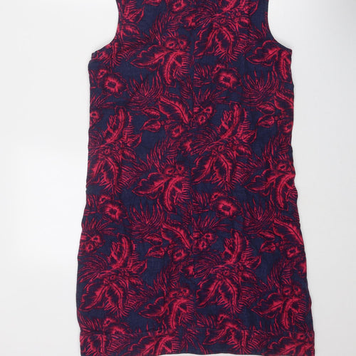 NEXT Womens Blue Geometric Linen Shift Size 10 V-Neck Pullover