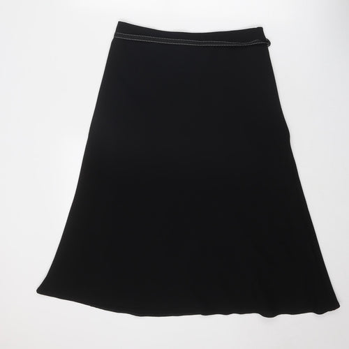 Marks and Spencer Womens Black Polyester Swing Skirt Size 10