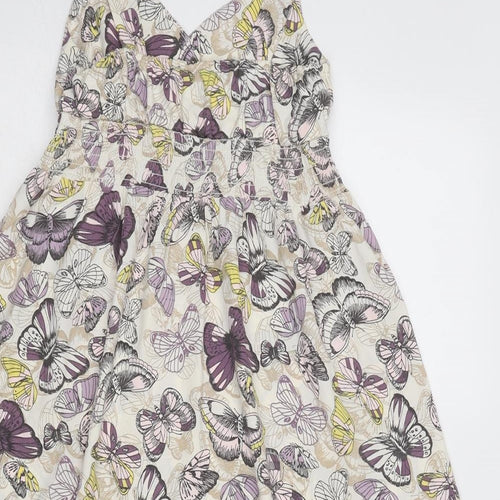 H&M Womens Multicoloured Geometric Polyester Tank Dress Size 8 V-Neck Pullover - Butterfly Pattern