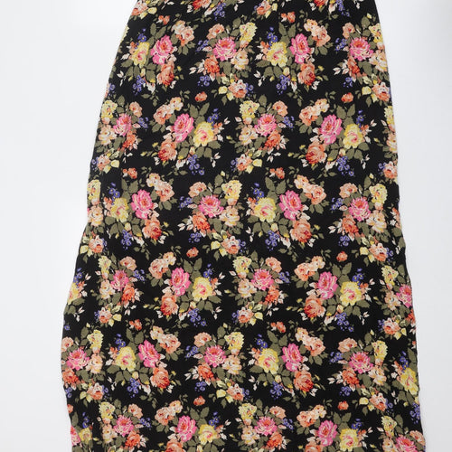 New Look Womens Multicoloured Floral Viscose Peasant Skirt Size 14 Zip