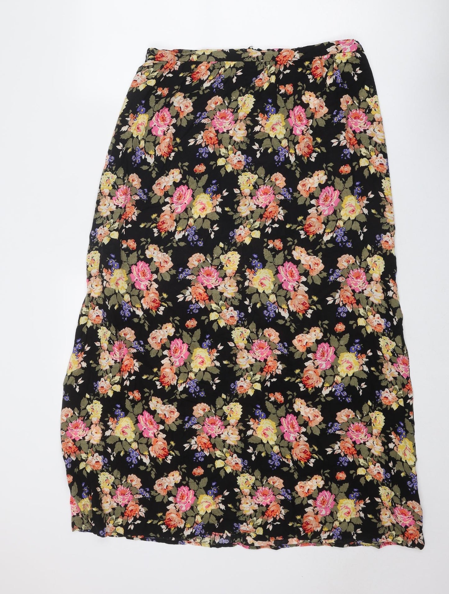 New Look Womens Multicoloured Floral Viscose Peasant Skirt Size 14 Zip