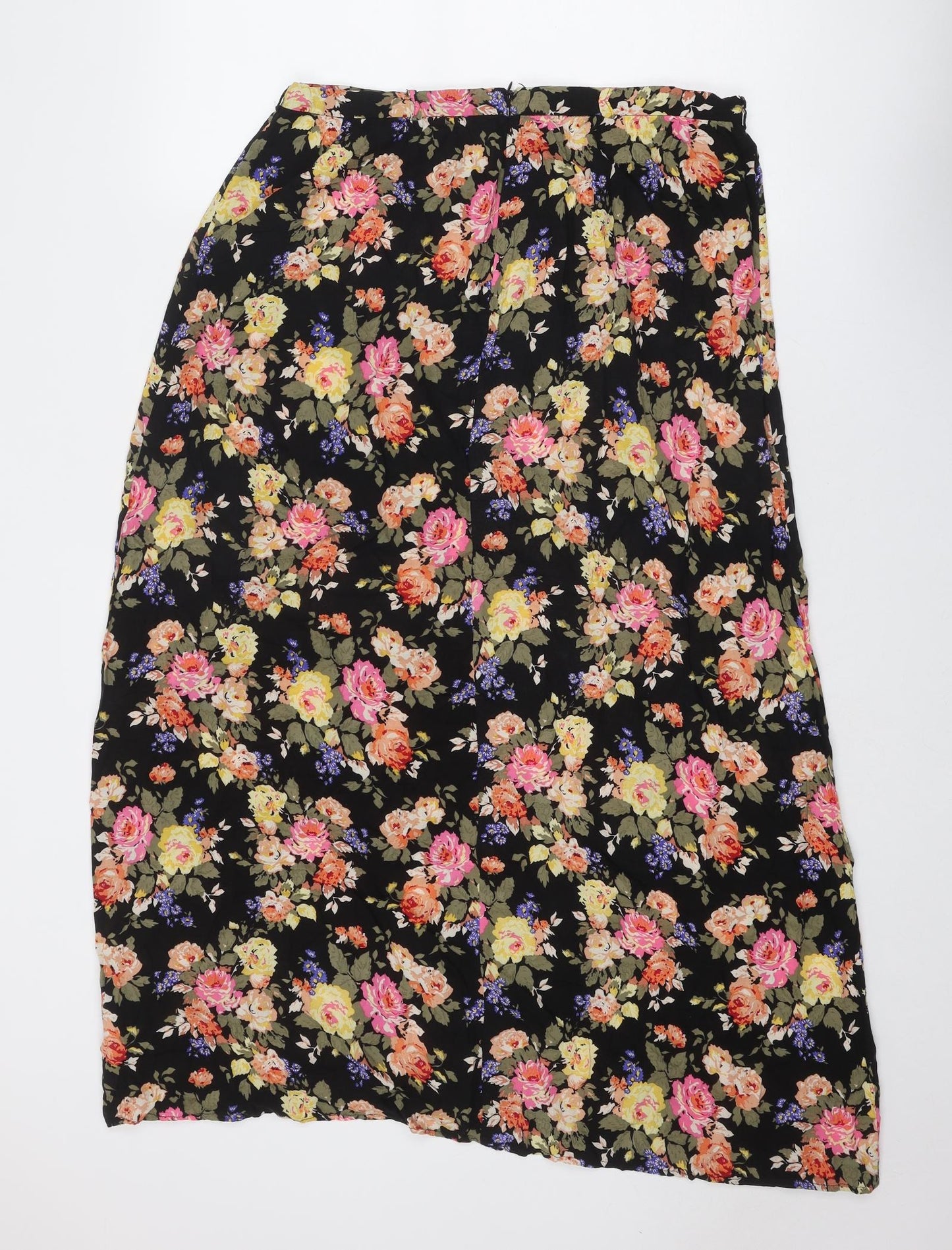 New Look Womens Multicoloured Floral Viscose Peasant Skirt Size 14 Zip
