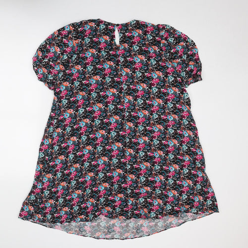 NEXT Womens Multicoloured Geometric Viscose A-Line Size 12 Round Neck Button