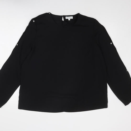 Warehouse Womens Black Polyester Basic Blouse Size 18 Round Neck