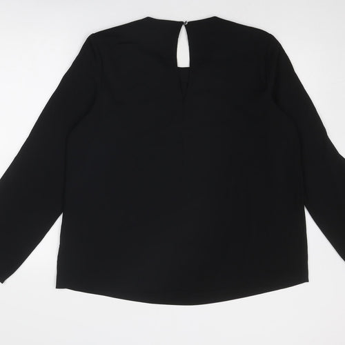 Warehouse Womens Black Polyester Basic Blouse Size 18 Round Neck