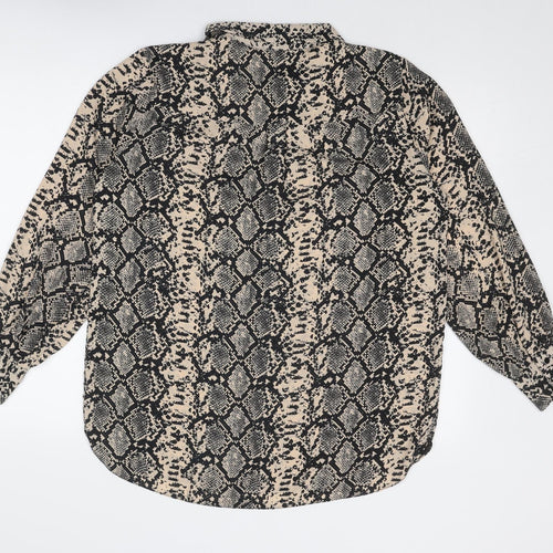 M&Co Womens Beige Animal Print Polyester Basic Blouse Size 14 Collared - Snake Skin Print