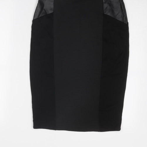 Dorothy Perkins Womens Black Polyester A-Line Skirt Size 10