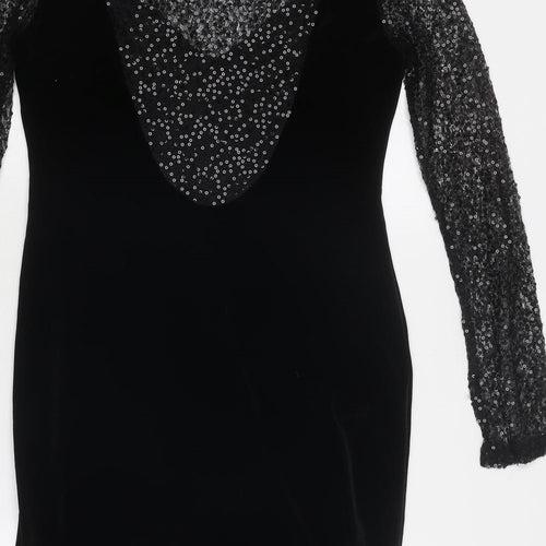 Warehouse Womens Black Polyester Bodycon Size 12 Round Neck Pullover