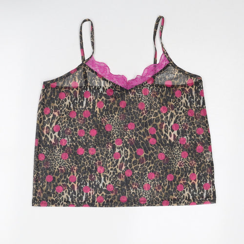 Boohoo Womens Multicoloured Geometric Polyester Basic Tank Size 14 V-Neck - Lace Details