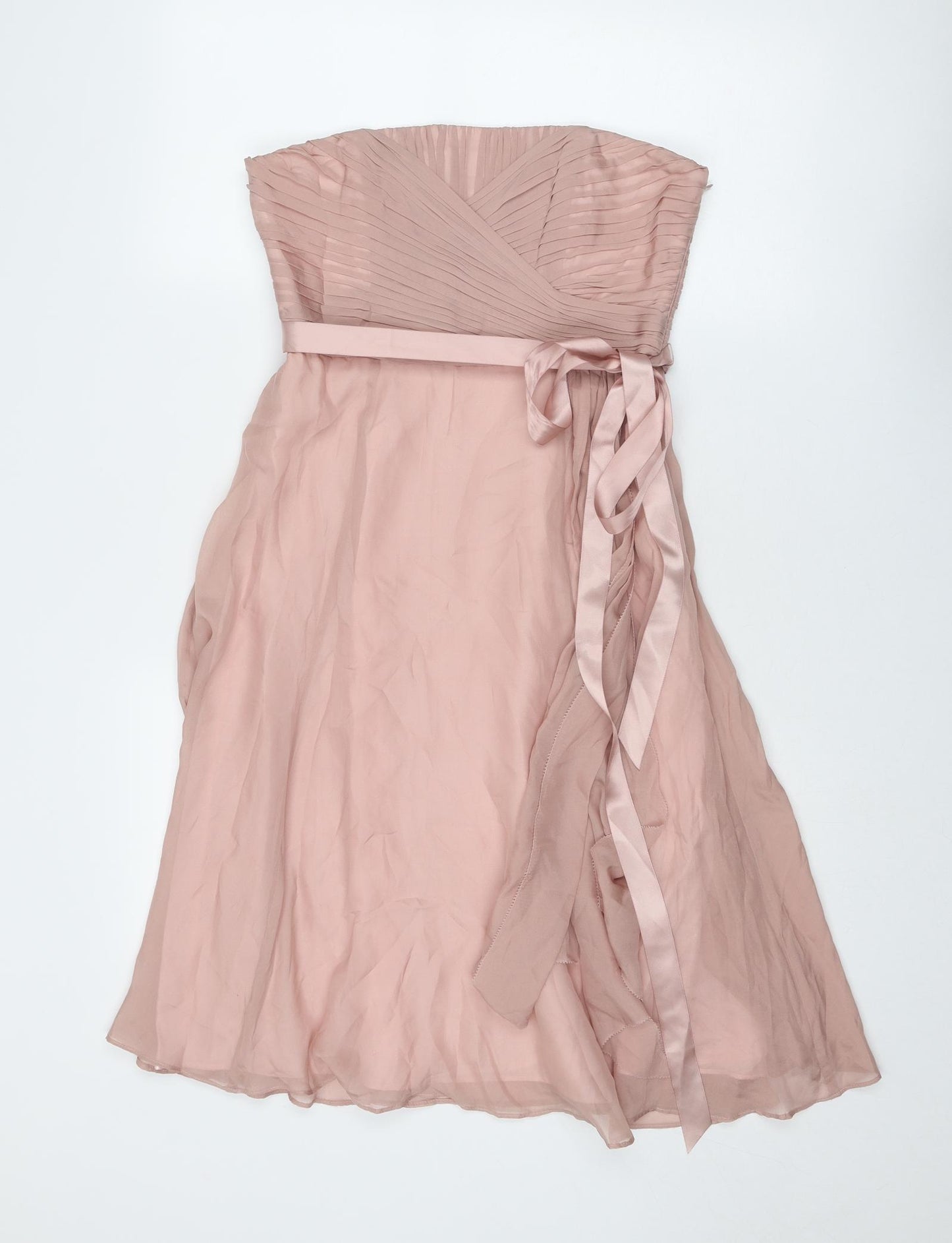 Coast Womens Pink Silk Ball Gown Size 10 Off the Shoulder Zip