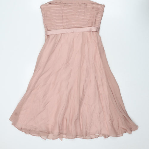Coast Womens Pink Silk Ball Gown Size 10 Off the Shoulder Zip