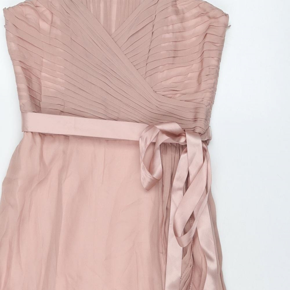 Coast Womens Pink Silk Ball Gown Size 10 Off the Shoulder Zip