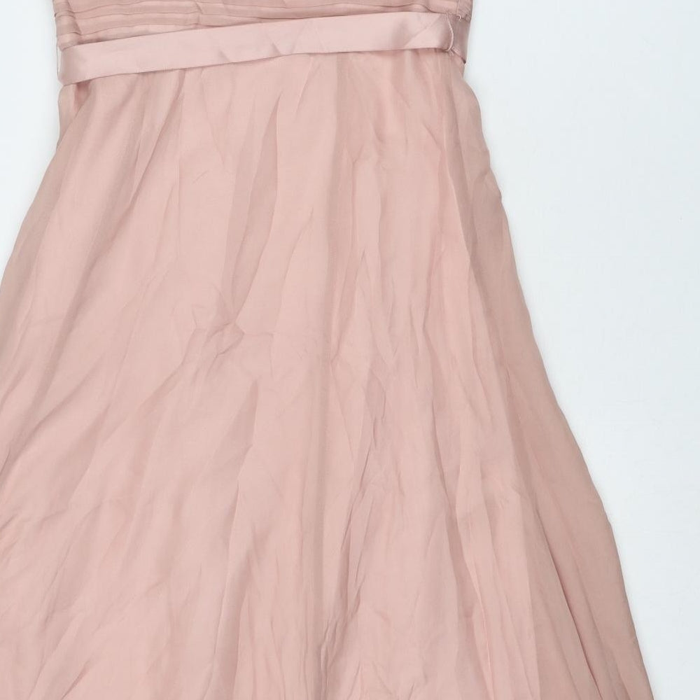Coast Womens Pink Silk Ball Gown Size 10 Off the Shoulder Zip