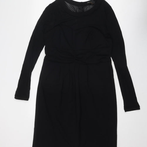 Grace Womens Black Nylon A-Line Size XL Round Neck Zip