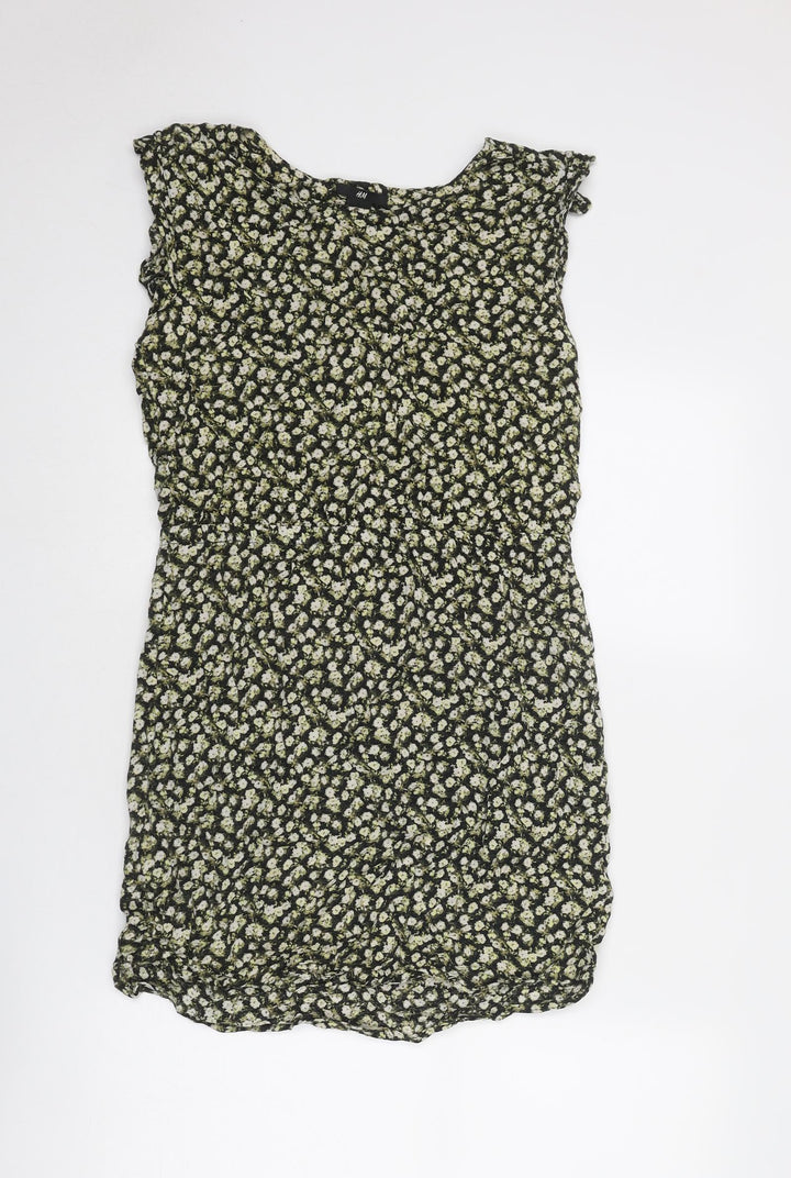 H&M Womens Multicoloured Floral Viscose A-Line Size 12 Round Neck Pullover